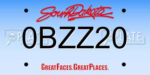 0BZZ20 South Dakota License Plate