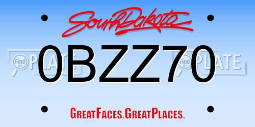 0BZZ70 South Dakota License Plate