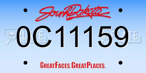 0C11159 South Dakota License Plate