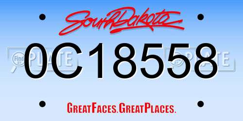 0C18558 South Dakota License Plate