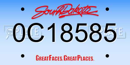 0C18585 South Dakota License Plate