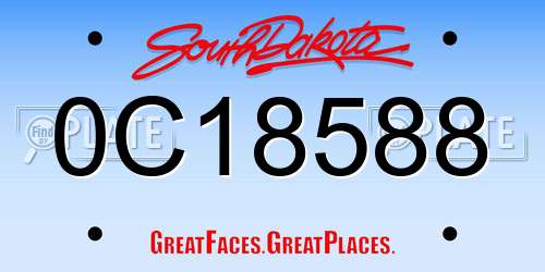 0C18588 South Dakota License Plate