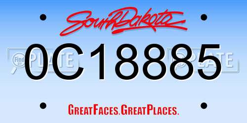 0C18885 South Dakota License Plate