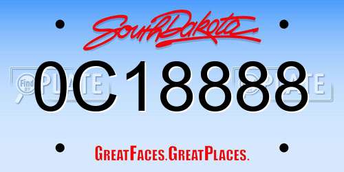 0C18888 South Dakota License Plate