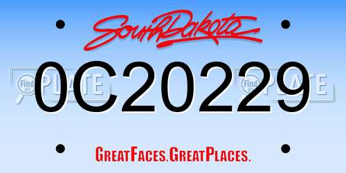 0C20229 South Dakota License Plate