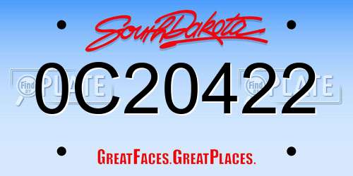 0C20422 South Dakota License Plate