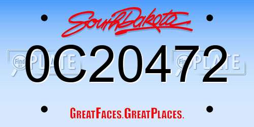 0C20472 South Dakota License Plate