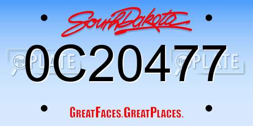 0C20477 South Dakota License Plate