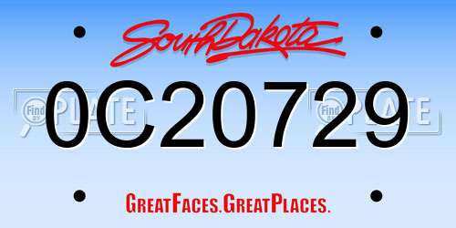 0C20729 South Dakota License Plate