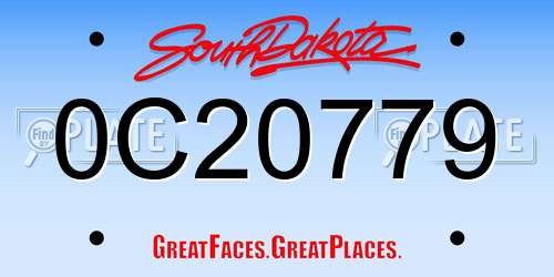 0C20779 South Dakota License Plate