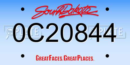 0C20844 South Dakota License Plate