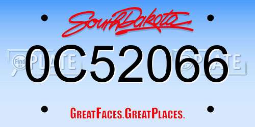 0C52066 South Dakota License Plate