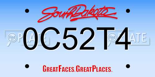 0C52T4 South Dakota License Plate