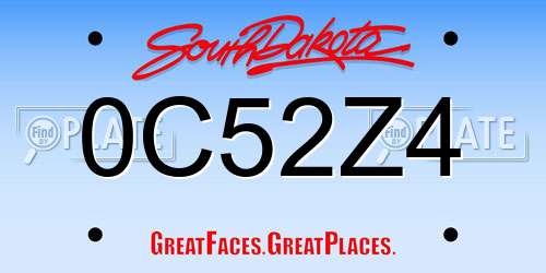 0C52Z4 South Dakota License Plate
