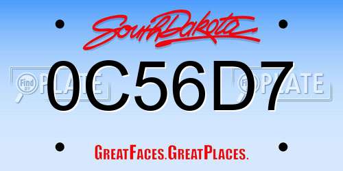 0C56D7 South Dakota License Plate
