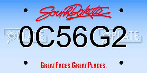 0C56G2 South Dakota License Plate