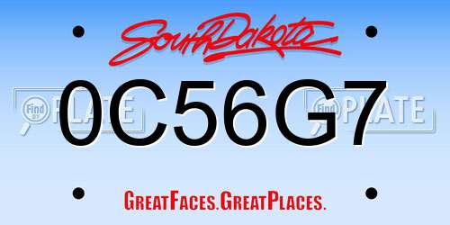 0C56G7 South Dakota License Plate