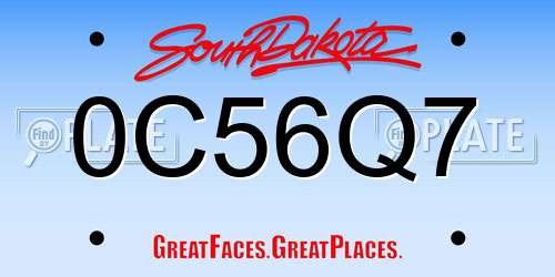 0C56Q7 South Dakota License Plate