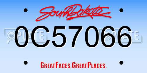 0C57066 South Dakota License Plate