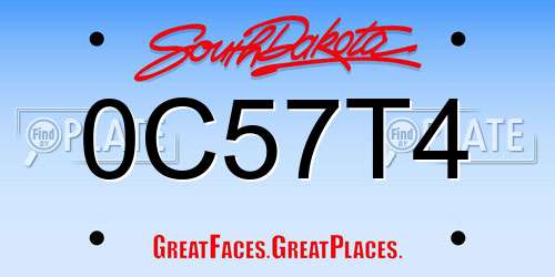 0C57T4 South Dakota License Plate