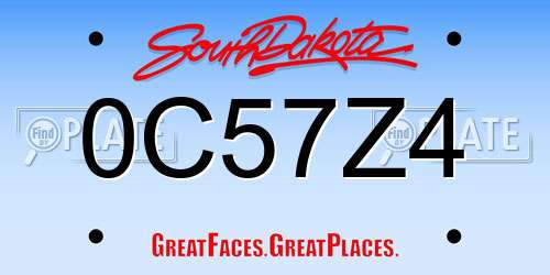 0C57Z4 South Dakota License Plate