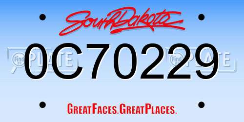 0C70229 South Dakota License Plate