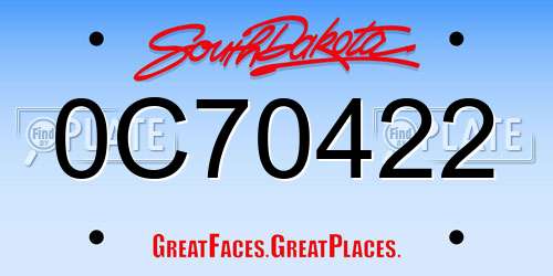 0C70422 South Dakota License Plate