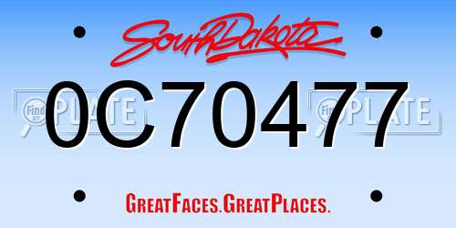 0C70477 South Dakota License Plate