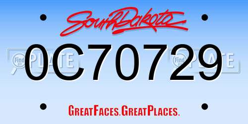 0C70729 South Dakota License Plate