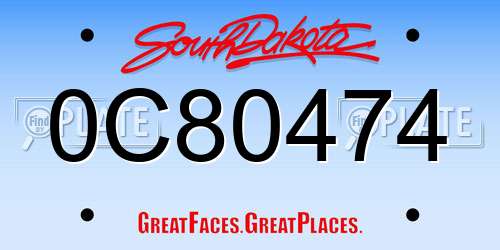 0C80474 South Dakota License Plate