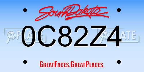 0C82Z4 South Dakota License Plate