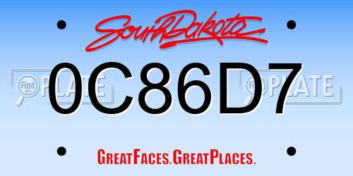 0C86D7 South Dakota License Plate