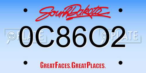 0C86O2 South Dakota License Plate