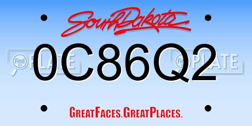 0C86Q2 South Dakota License Plate