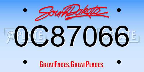 0C87066 South Dakota License Plate