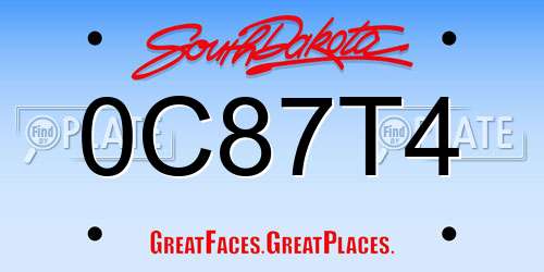0C87T4 South Dakota License Plate