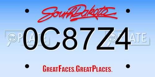 0C87Z4 South Dakota License Plate