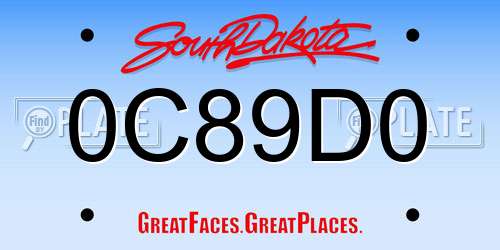 0C89D0 South Dakota License Plate