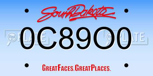 0C89O0 South Dakota License Plate