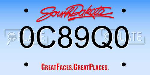 0C89Q0 South Dakota License Plate