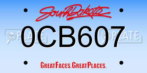 0CB607 South Dakota License Plate