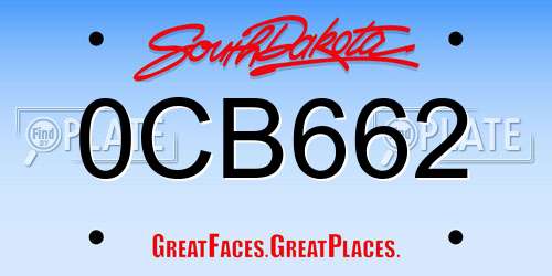 0CB662 South Dakota License Plate