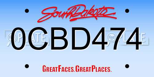 0CBD474 South Dakota License Plate