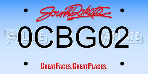 0CBG02 South Dakota License Plate