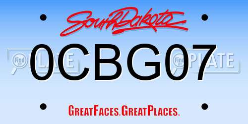 0CBG07 South Dakota License Plate