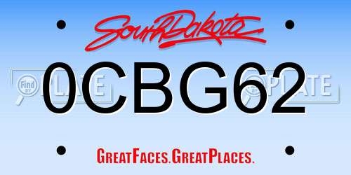 0CBG62 South Dakota License Plate