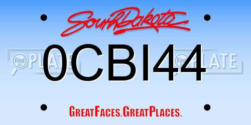 0CBI44 South Dakota License Plate