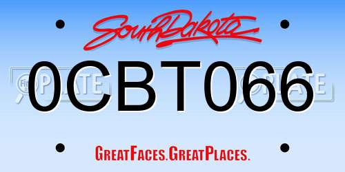 0CBT066 South Dakota License Plate