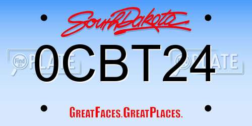 0CBT24 South Dakota License Plate