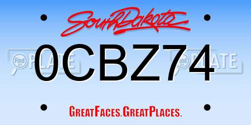 0CBZ74 South Dakota License Plate